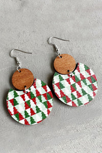 Christmas tree wooden earrings