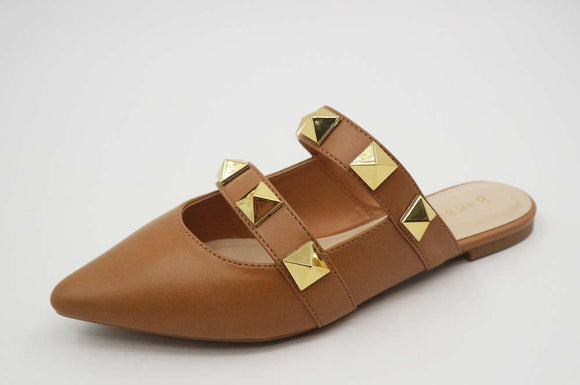 Brown stud slip-on shoes