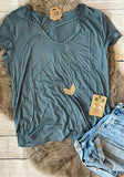 Teal cross top