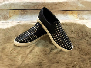 Black stud slip on shoes