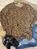 Leopard waffle sweater