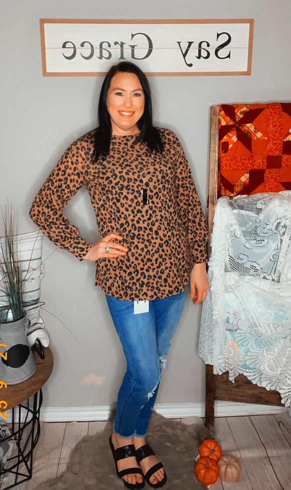 Leopard waffle sweater