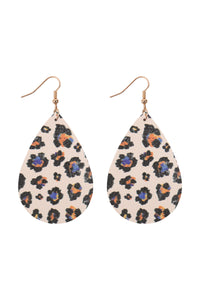 Faux leather cheetah dangle earrings