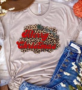 Merry Christmas cheetah tee